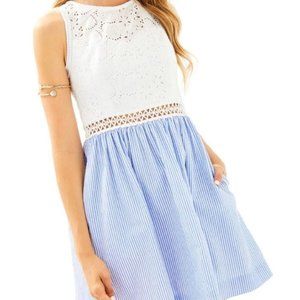 NWT Lilly Pulitzer Alivia Dress in Bennet Blue stripe seersucker